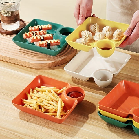 4-Piece Colorful Snack & Appetizer Platter with Dips