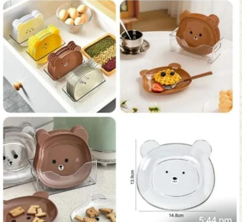 Bear Design 8 Plates With Stand