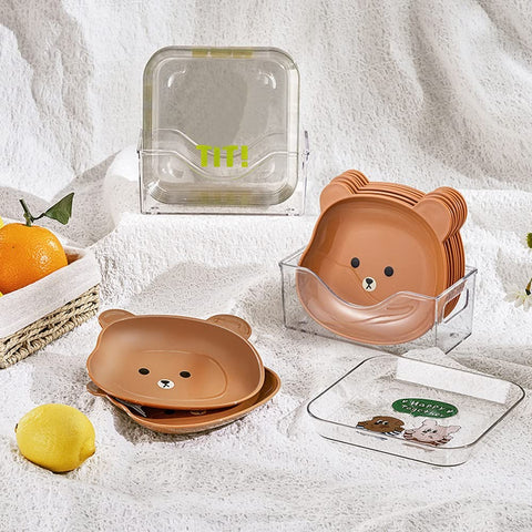 Bear Design 8 Plates With Stand