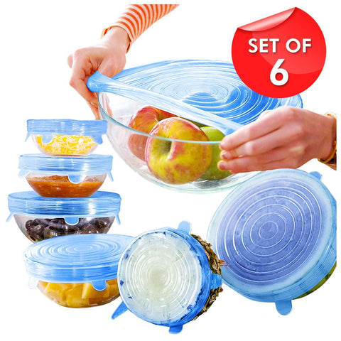 Silicone Stretch Lids – 6-Pack Reusable Multi-Size Bowl Covers