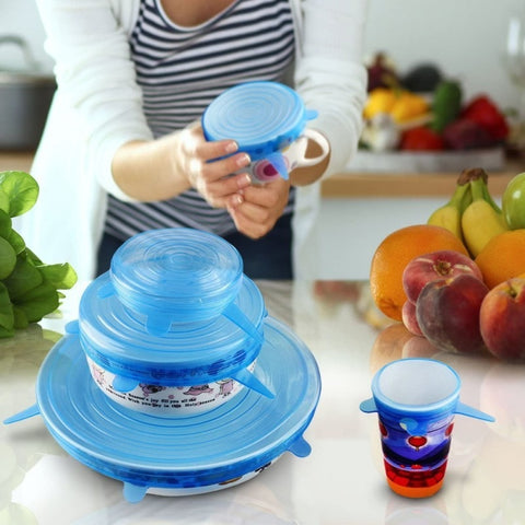 Silicone Stretch Lids – 6-Pack Reusable Multi-Size Bowl Covers