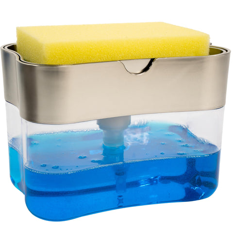 2-in-1 Kitchen Soap Dispenser With Sponge | Soap Pump Holder