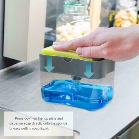 2-in-1 Kitchen Soap Dispenser With Sponge | Soap Pump Holder
