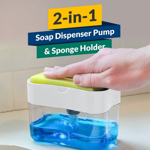 2-in-1 Kitchen Soap Dispenser With Sponge | Soap Pump Holder