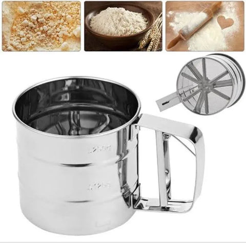 Stainless Steel Flour Sifter with Double Mesh