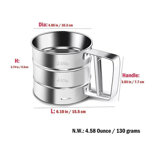 Stainless Steel Flour Sifter with Double Mesh