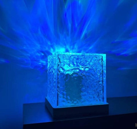 12-Color Rotating Water Ripple Crystal Night Lamp – USB Powered ✨