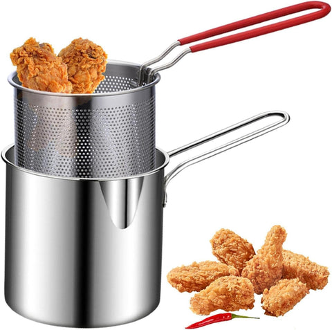 Stainless Steel 1200Ml Deep Fryer Pot with Strainer