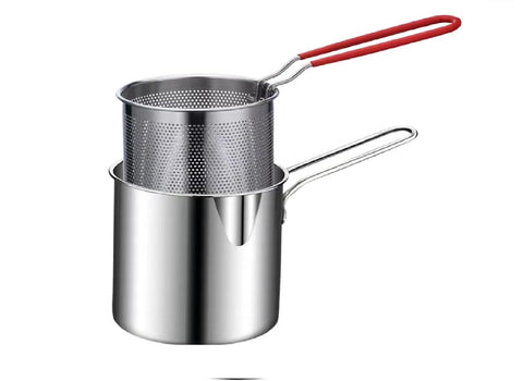 Stainless Steel 1200Ml Deep Fryer Pot with Strainer